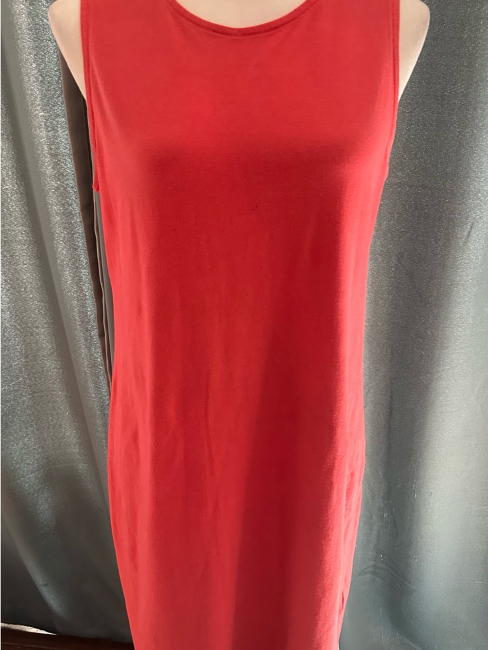 Eileen Fisher Red Sleeveless Midi Dress Size M Organic Cotton Stretch